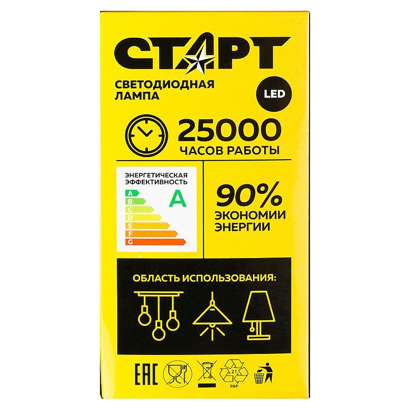 Лампа светодиодная Старт LED, серия "WS" 15W30, тип А "груша", E27, 2700К, теплый свет, 25000ч