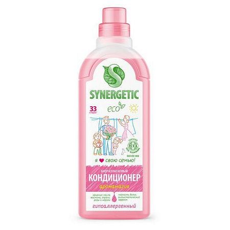 Кондиционер-ополаскиватель для белья 1 л SYNERGETIC "Аромамагия", гипоаллергенный, концентрат, 110100 