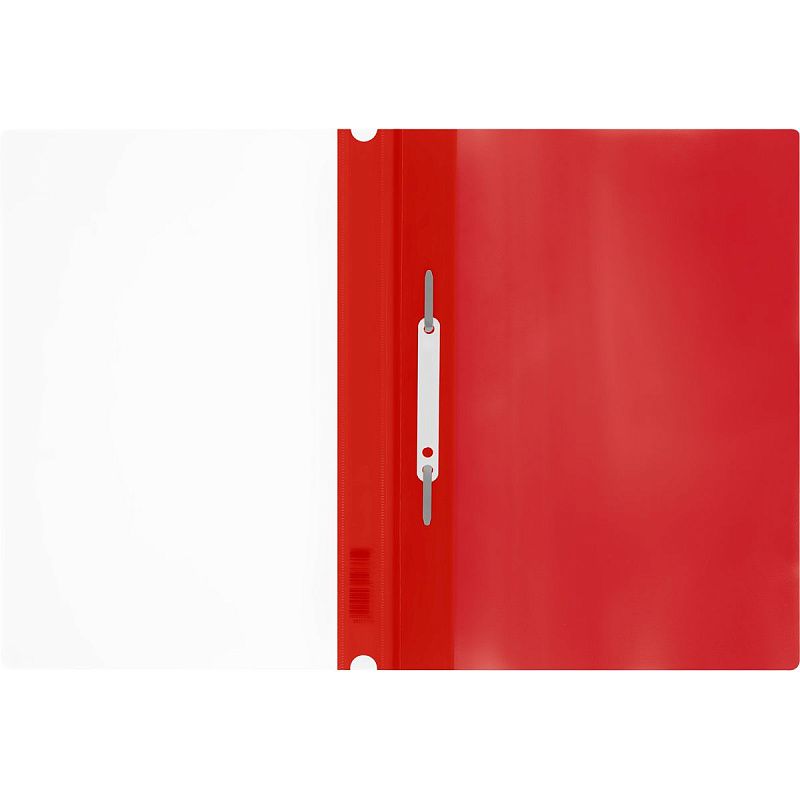 Папка-скоросшиватель пластик. перф. СТАММ А4, 160мкм, красная с прозр. верхом 