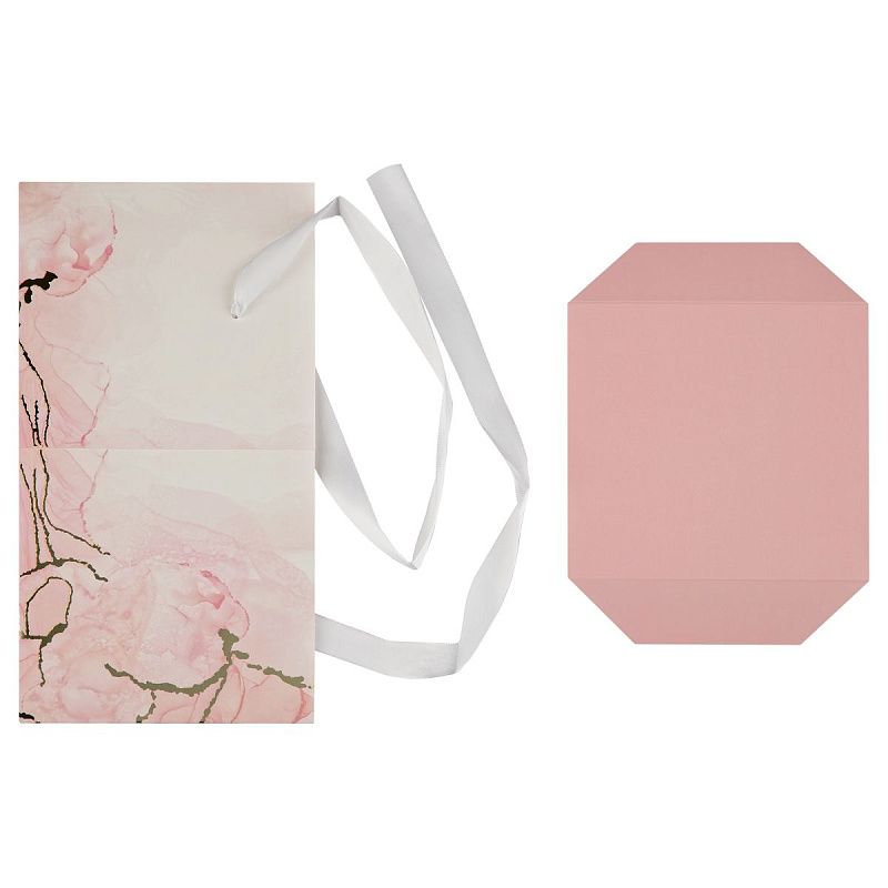 Коробка складная подарочная MESHU "Pink marble", (15*15*15см), с лентой, отд фольгой