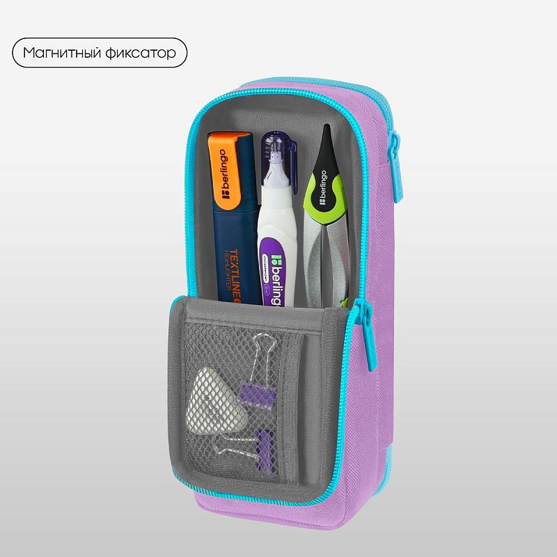 Пенал 2 отделения, 205*80*55 Berlingo "Girl inspiration", полиэстер, внутренний органайзер, магнит 