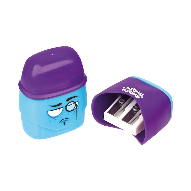 Точилка пластиковая с ластиком Мульти-Пульти "Человечки" 2 отверстия, контейнер, ассорти 