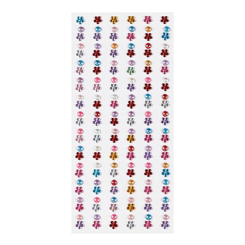 Наклейки акриловые MESHU "Bright flowers", 25*10см, стразы, 150 наклеек, инд. уп., европодвес