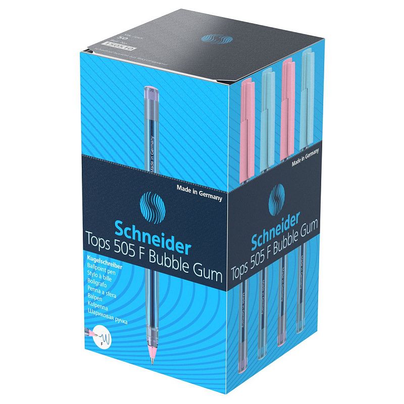 Ручка шариковая Schneider "Tops 505 F Bubble Gum" синяя, 0,8мм, прозрачный корпус 