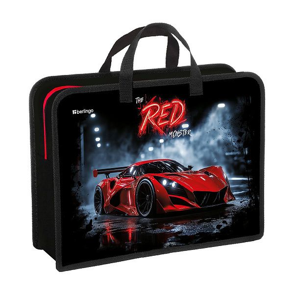 Папка с ручками 1 отделение, А4 Berlingo "Red Monster", 340*245*100мм, пластик, на молнии