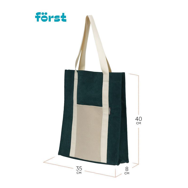 Сумка-шоппер Först "Mist" 40*35*8см, 1 отделение, 1 карман, вельветовая на кнопке 