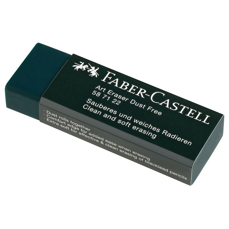 Ластик Faber-Castell "Dust-Free", прямоугольный, картонный футляр, 45*22*13мм, темно-зеленый 