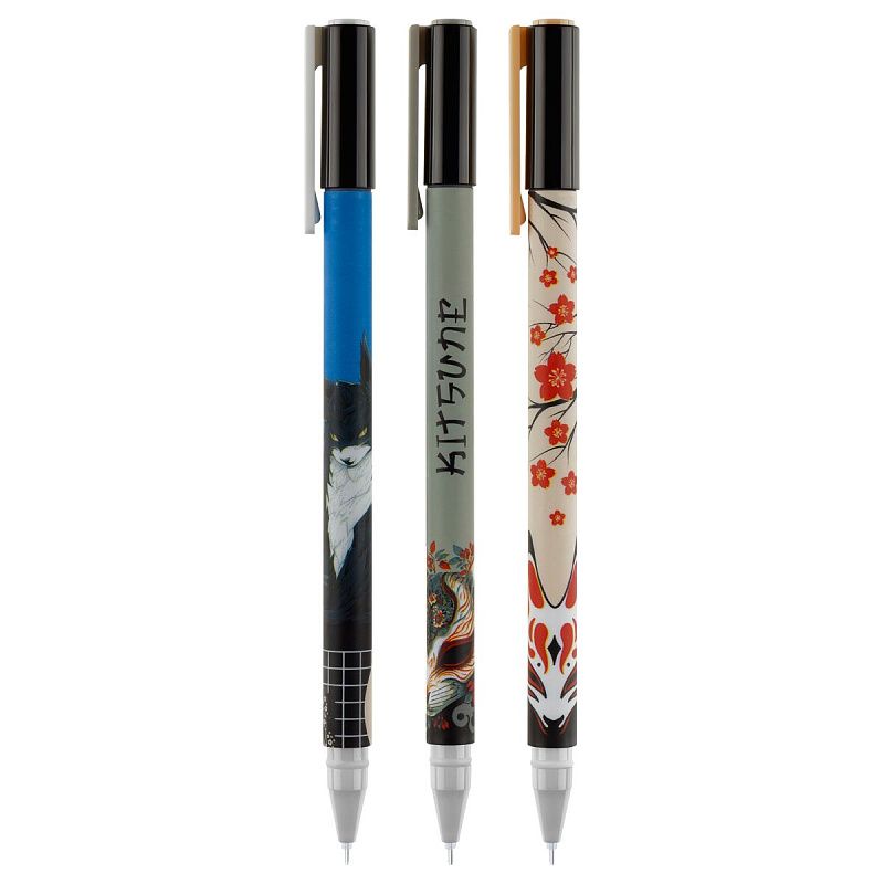 Ручка гелевая стираемая MESHU "Kitsune" синяя, 0,5мм, корпус ассорти 