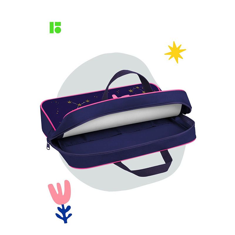 Папка текстильная с ручками 1 отделение, А4 Berlingo "Fox Dreamer", 350*265*80мм, текстиль, на молнии 