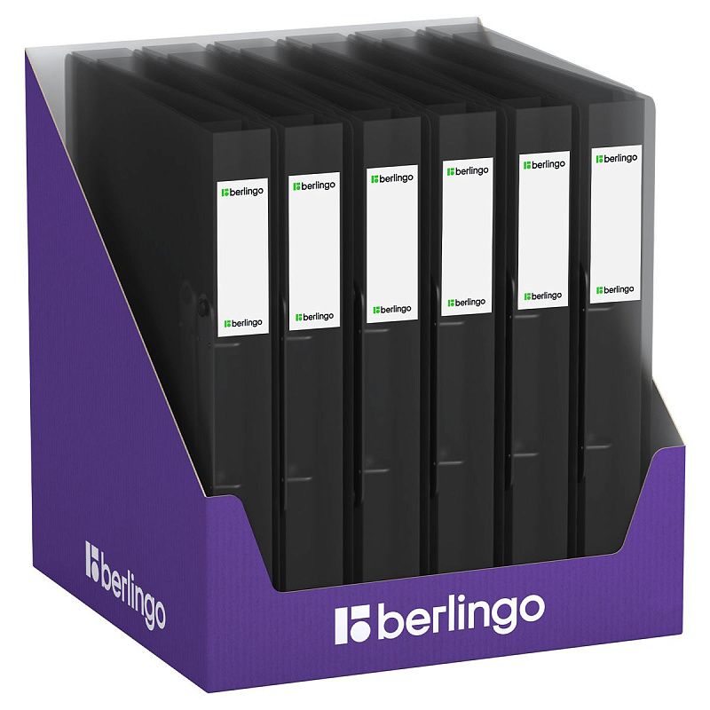 Папка на 2 кольцах Berlingo "No Secret", 40мм, 700мкм, полупрозрачная черная, D-кольца, с внутр. карманом 