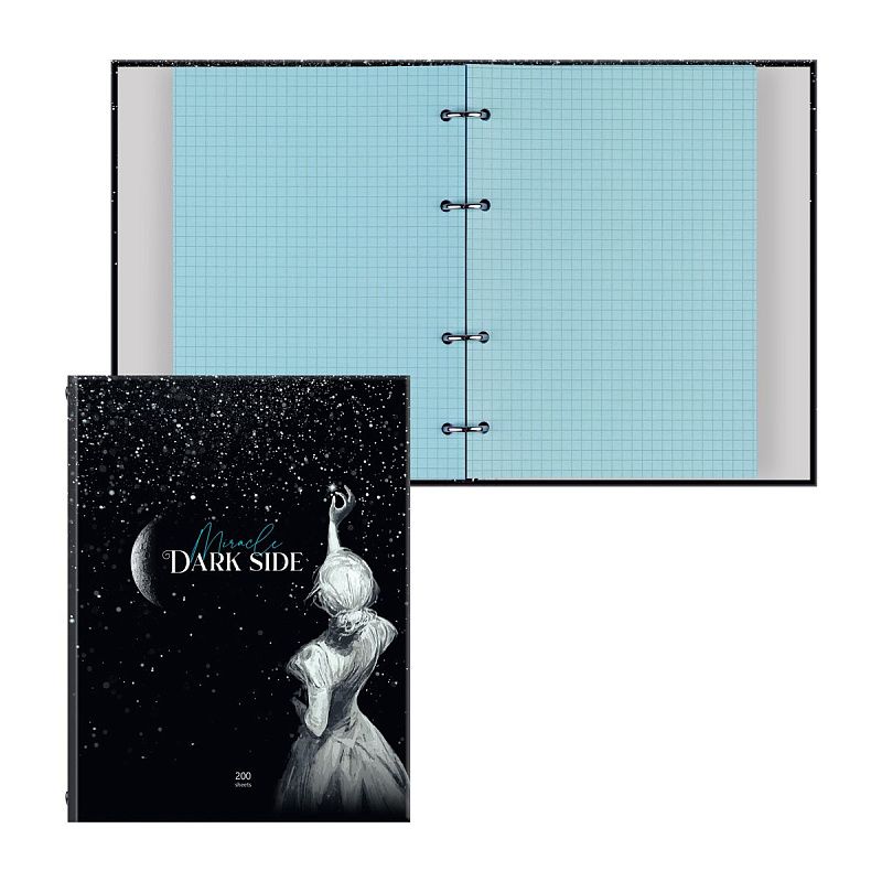 Тетрадь на кольцах А5, 200л., BG "Dark miracle", 4 цвет. блок, глянцевая ламинация