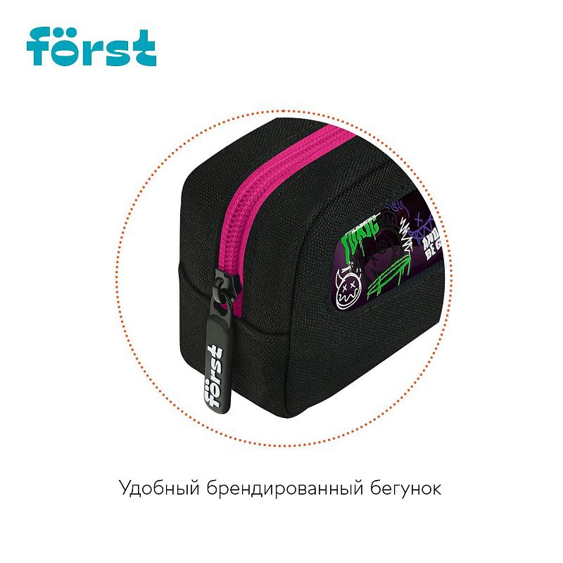 Пенал мягкий с прозрачным окошком, 1 отделение, 205*80*50 Först "Crazy Emoji", текстиль с ПВХ 