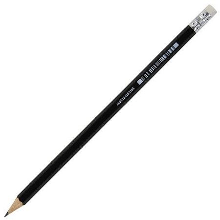 Карандаш чернографитный BRAUBERG "Style PRO", 1 шт., HB, с ластиком, корпус черный, 181723 