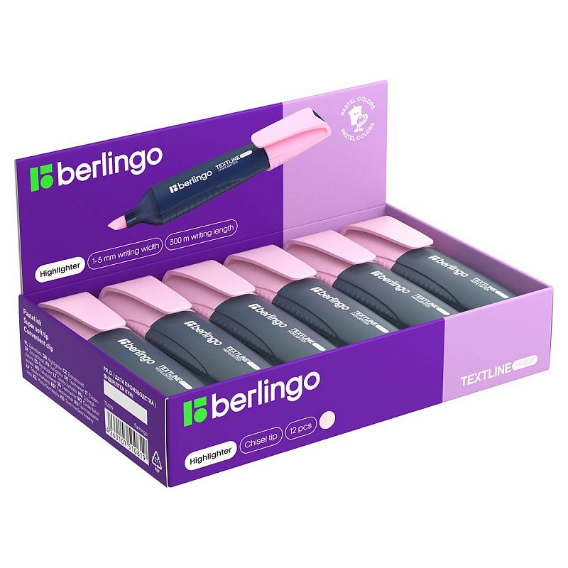 Текстовыделитель Berlingo "Textline HP200" пастельный цвет, фламинго, 1-5мм 