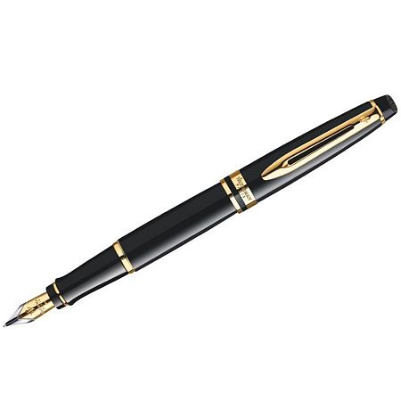 Ручка перьевая Waterman "Expert Black Lacquer GT" синяя, 0,8мм, подарочная упаковка