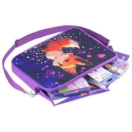 Папка на молнии с ручками BRAUBERG KIDS А4, 1 отделение, регулируемый плечевой ремень, 60 мм, "Fairy fox", 273317 