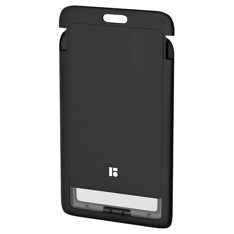 Бейдж вертикальный Berlingo "ID 200", 55*85мм, черный, без держателя, крышка-слайдер