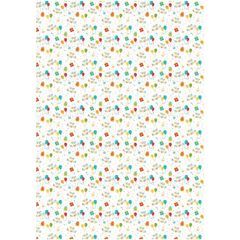 Упаковочная бумага глянц. 70*100см, MESHU "День Рождения", 80г/м2, ассорти 5 дизайнов