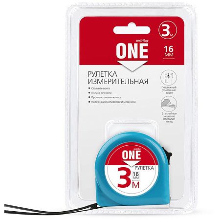 Рулетка измерительная Smartbuy, 3м*16мм, пластиковый корпус, фиксатор, усиленный зацеп