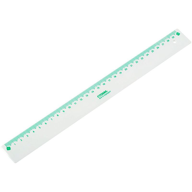Линейка 30см СТАММ, пластиковая, непрозрачная, белая, с цветной шкалой 