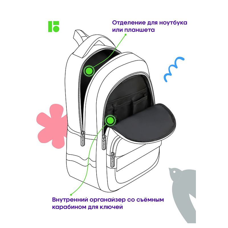 Рюкзак Berlingo Free Spirit "Street", 41*28*17см, 2 отделения, 3 кармана, уплотненная спинка 