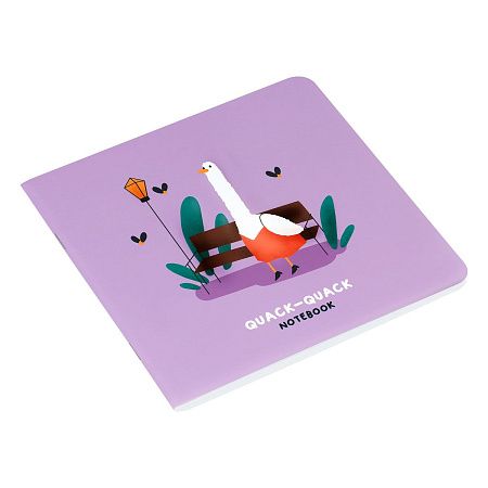 Записная книжка 170*170 мм 40л. на скрепке MESHU "Quack-Quack", soft-touch ламинация, выборочный УФ-лак, блок без линовки, 80г/м2