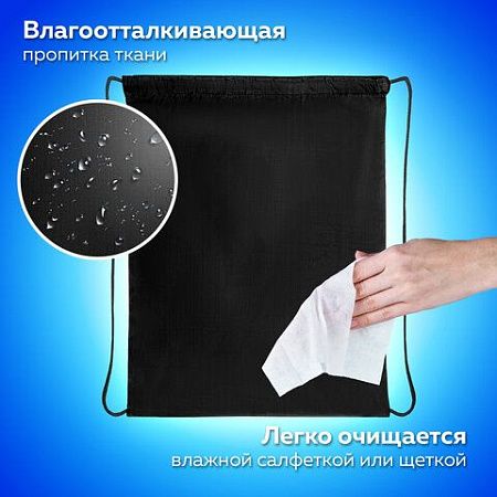 Мешок для обуви ПИФАГОР, 1 отделение, 42х34 см, черный, 271618 