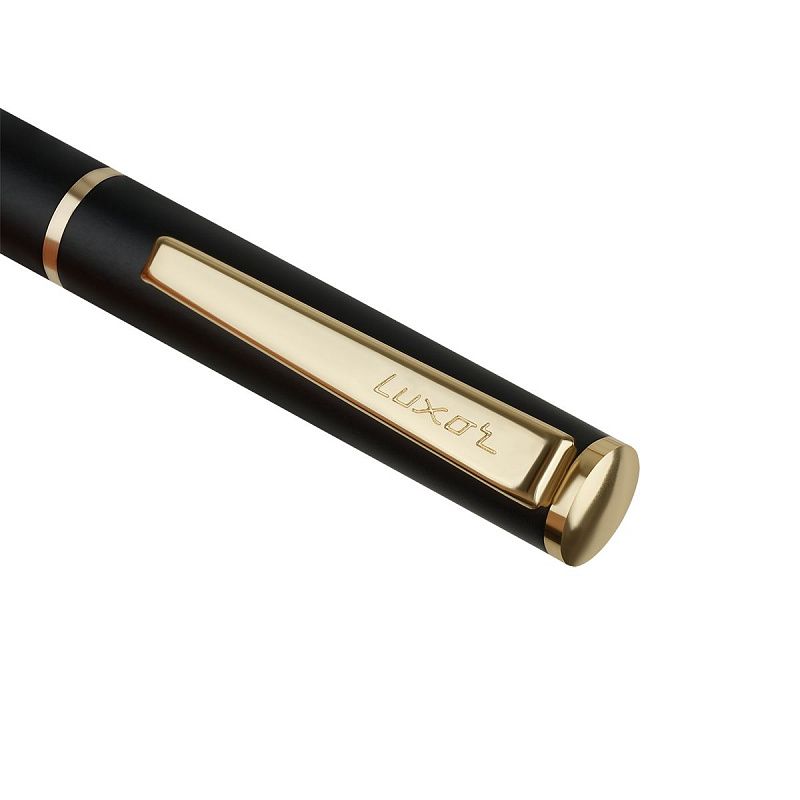 Ручка шариковая Luxor "Rado" синяя, 0,7мм, корпус черный/золото, поворотный механизм, футляр 