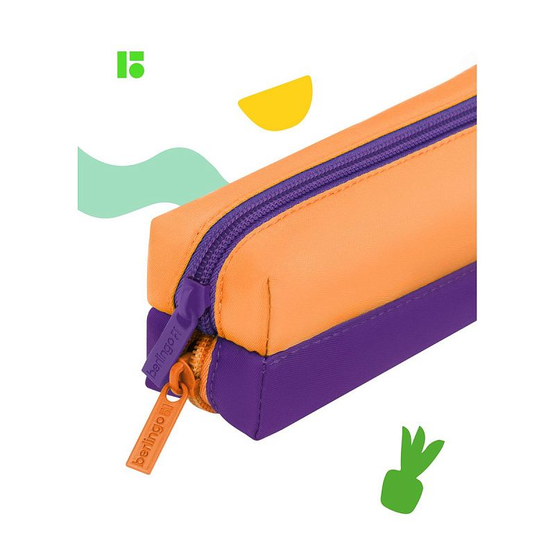 Пенал-косметичка 2 отделения, 205*50*55 Berlingo "Envy", оранжевый 