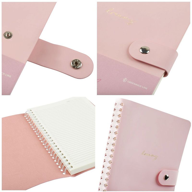 Записная книжка А5 96л. ЛАЙТ, кожзам, скрытый гребень, Greenwich Line "Pastel. Pink", блок в линию
