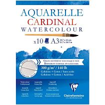 Альбом для акварели, 10л., А3, на склейке Clairefontaine "Cardinal", 300г/м2, торшон, холод. пресс., 30% хлопок Альбом для акварели, 10л., А3, на склейке Clairefontaine "Cardinal", 300г/м2, торшон, холод. пресс., 30% хлопок
