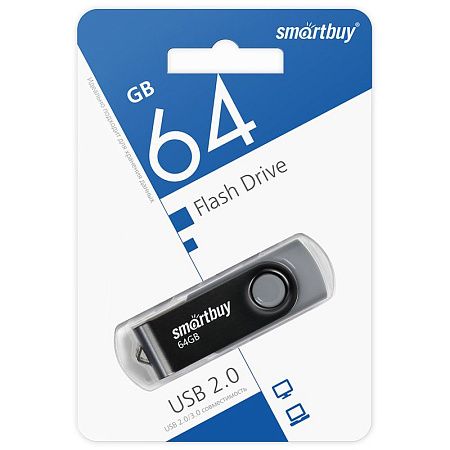 Память Smart Buy "Twist"  64GB, USB 2.0 Flash Drive, черный