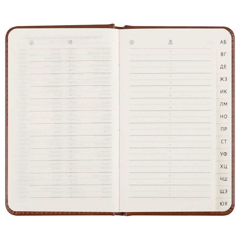 Телефонная книга А7, 64л., кожзам, BG "Nebraska. Brown", с вырубкой