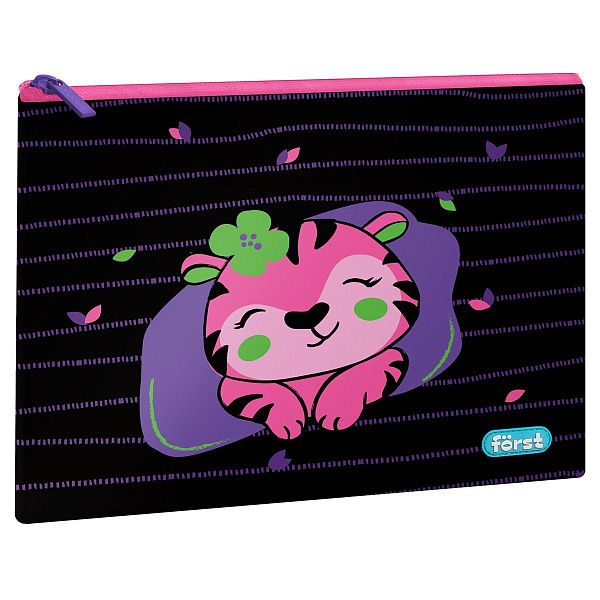 УЦЕНКА - Папка текстильная А5 Först "Pink tiger", 255*205мм, 1 отделение, полиэстер (осн 352123)