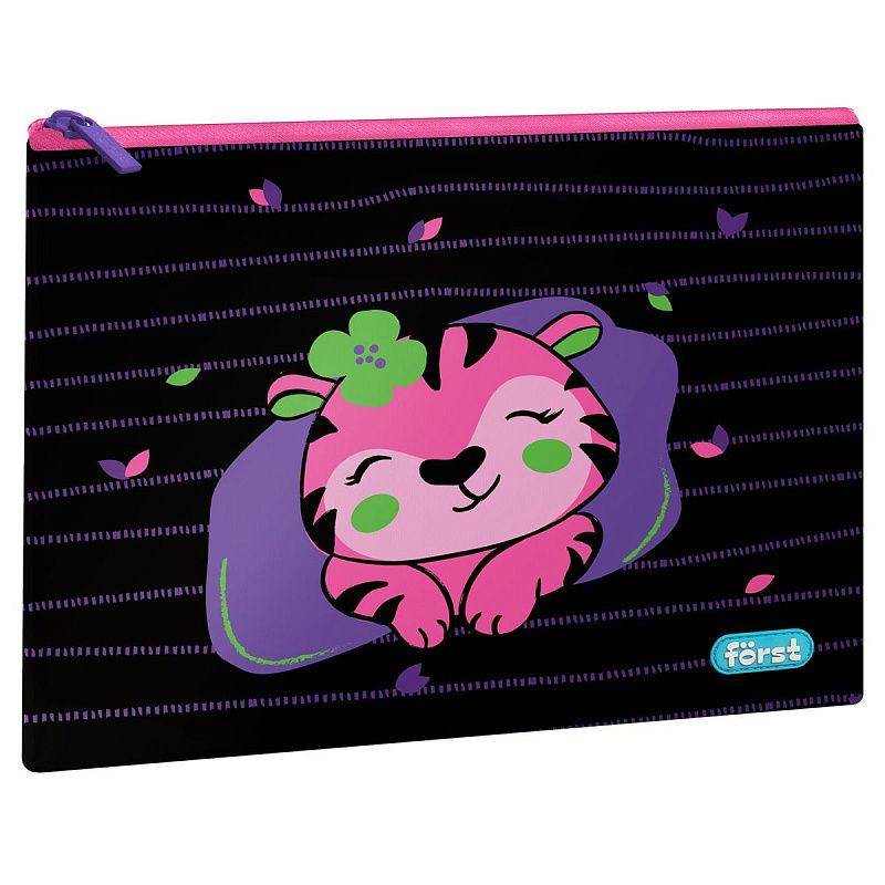 УЦЕНКА - Папка текстильная А5 Först "Pink tiger", 255*205мм, 1 отделение, полиэстер (осн 352123)