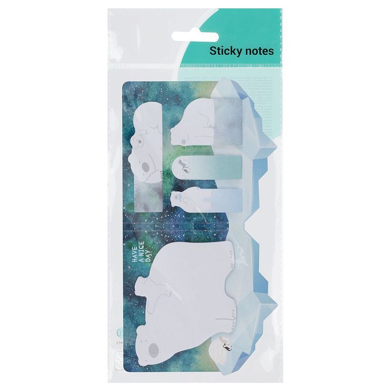 Флажки-закладки и самоклеящиеся блоки в наборе MESHU "Polar Bears", 20л., европодвес