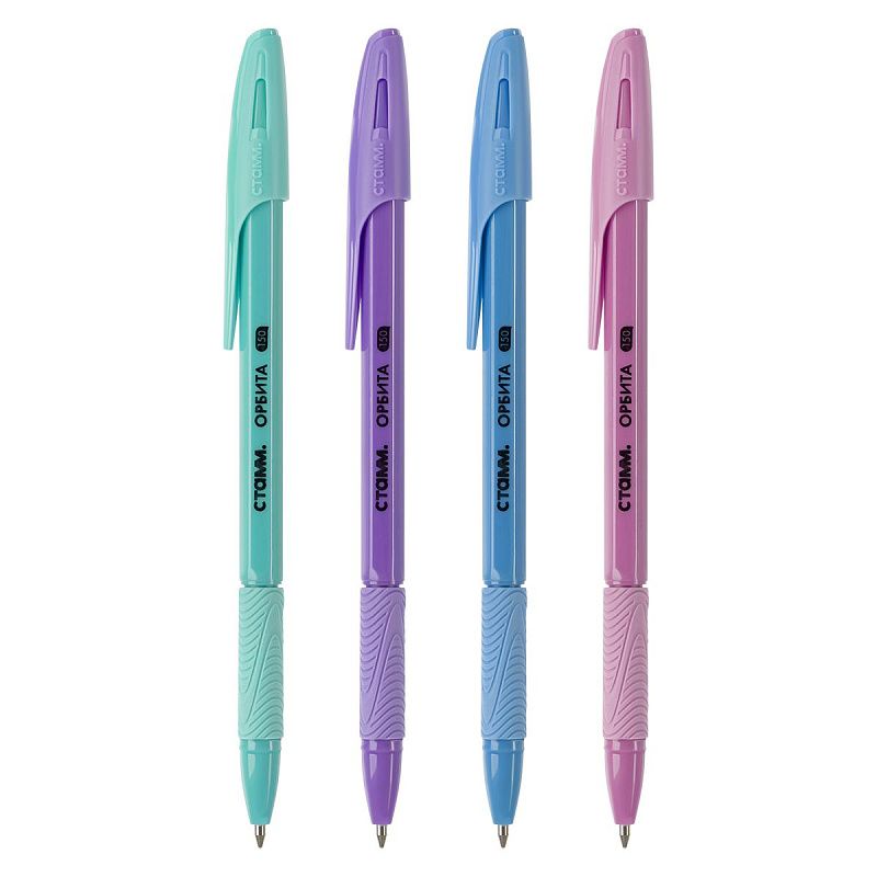 Ручка шариковая СТАММ "Орбита 150" синяя, 0,7мм, пастельный микс, ассорти 