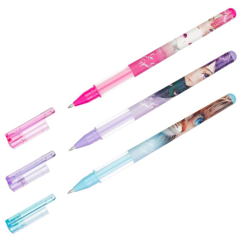 Ручка шариковая MESHU "Anime girls" синяя, 0,7мм, грип, корпус ассорти