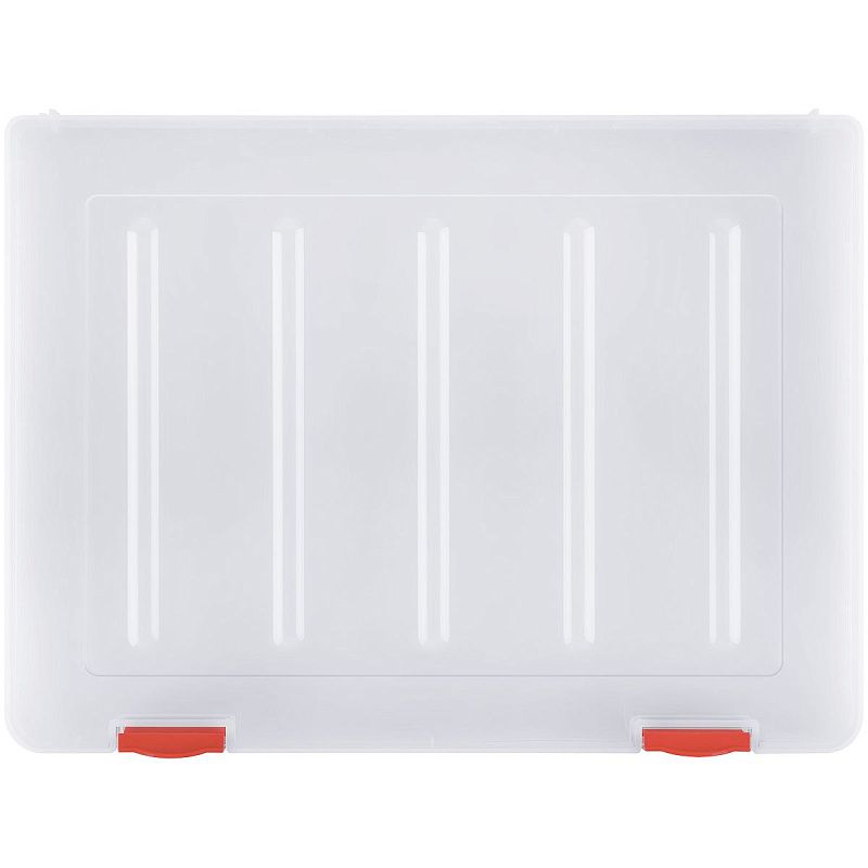 Папка для документов СТАММ А4, 230*305*23мм, пластик., прозрачная, красные защелки 