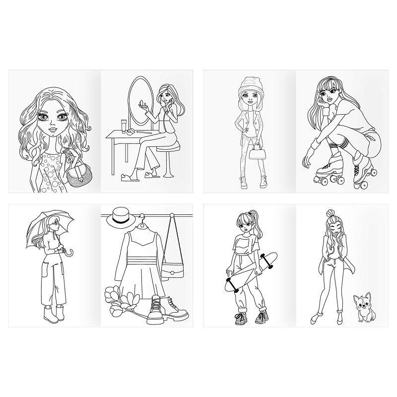 Суперраскраска на склейке А4, 40 стр., ТРИ СОВЫ "Для стильных девочек"