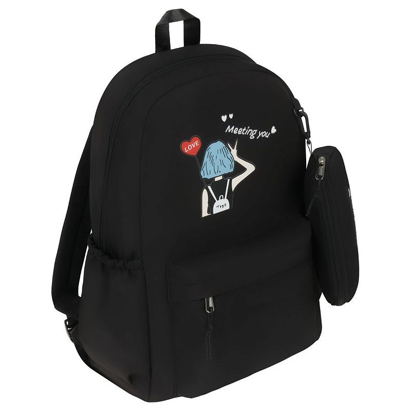 Рюкзак MESHU "Heart", 43*30*13см, 1 отделение, 3 кармана, уплотненная спинка,  в комплекте пенал 19,5*9,5*2см