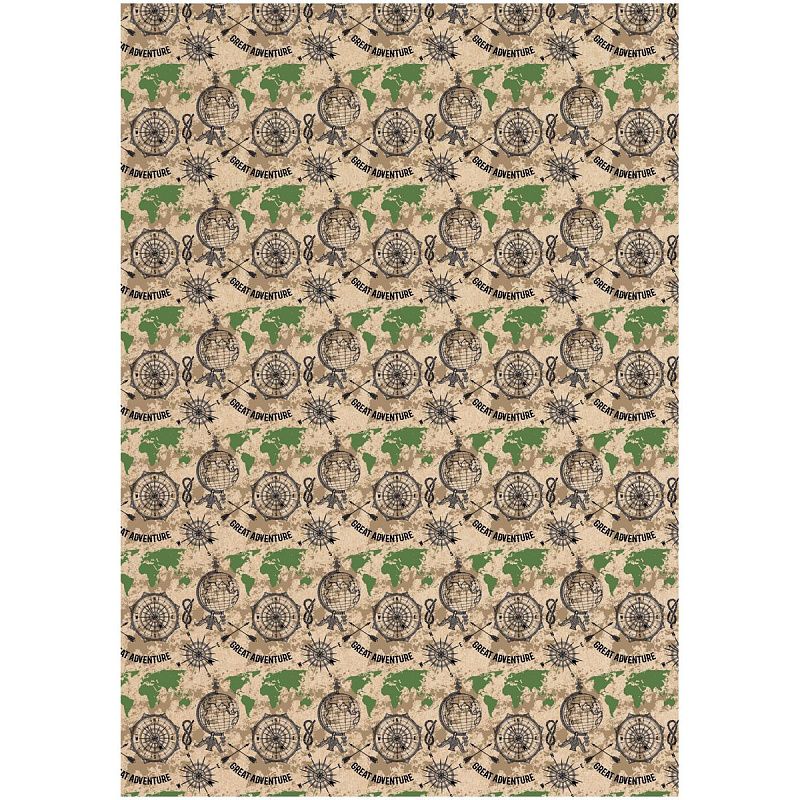 Упаковочная бумага крафт 70*100см, MESHU "Мужская территория", 70г/м2, ассорти 5 дизайнов