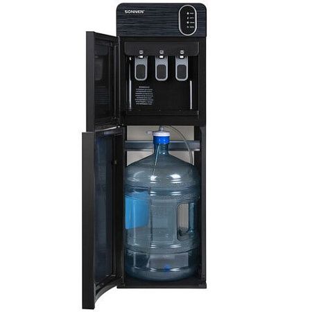 Кулер для воды SONNEN FSE-03Bi напольный, нагрев/охлаждение, НИЖНЯЯ ЗАГРУЗКА 3 крана, графит, 455744