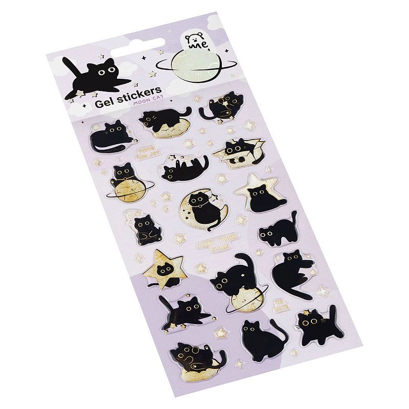 Наклейки гелевые MESHU  "Moon Cat" , 10*23см, инд. уп., европодвес