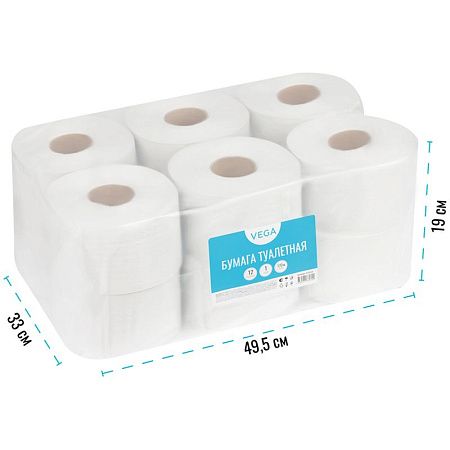 Бумага туалетная Vega Professional, 1-сл., 170м/рул., цвет натуральный 