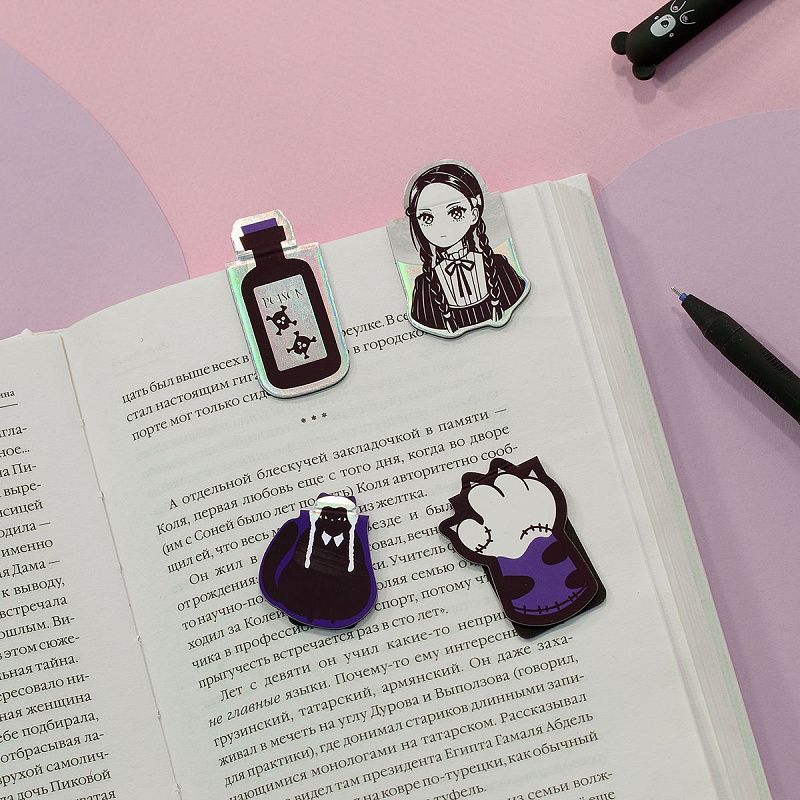 Закладки магнитные для книг, 4шт., MESHU "Catsday", матовая ламинация, фольга 