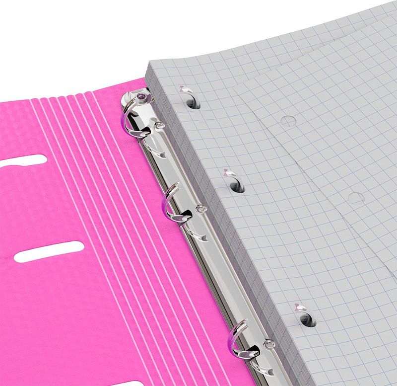 Тетрадь на кольцах А5, 120л., BG "Neon", пластиковая обложка, розовый, с резинкой