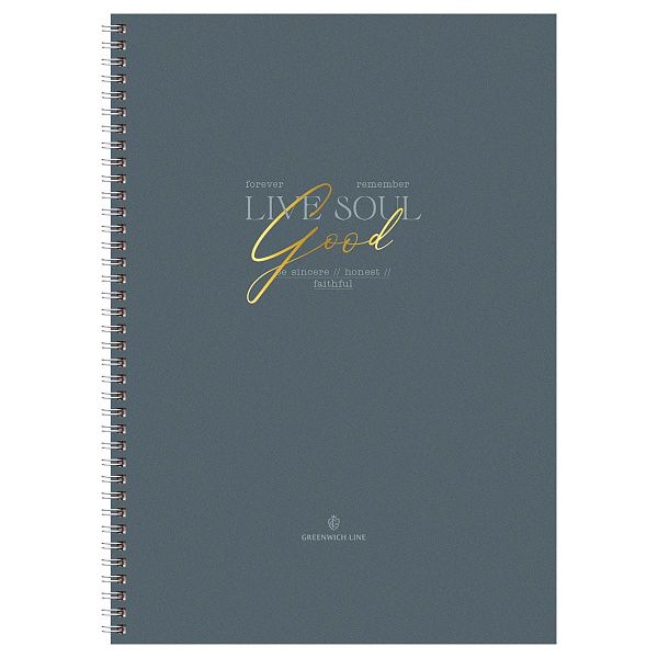 Тетрадь 80л., А4, клетка на гребне GreenwichLine "Honestum", матовая ламинация, тиснение фольгой, 80г/м2