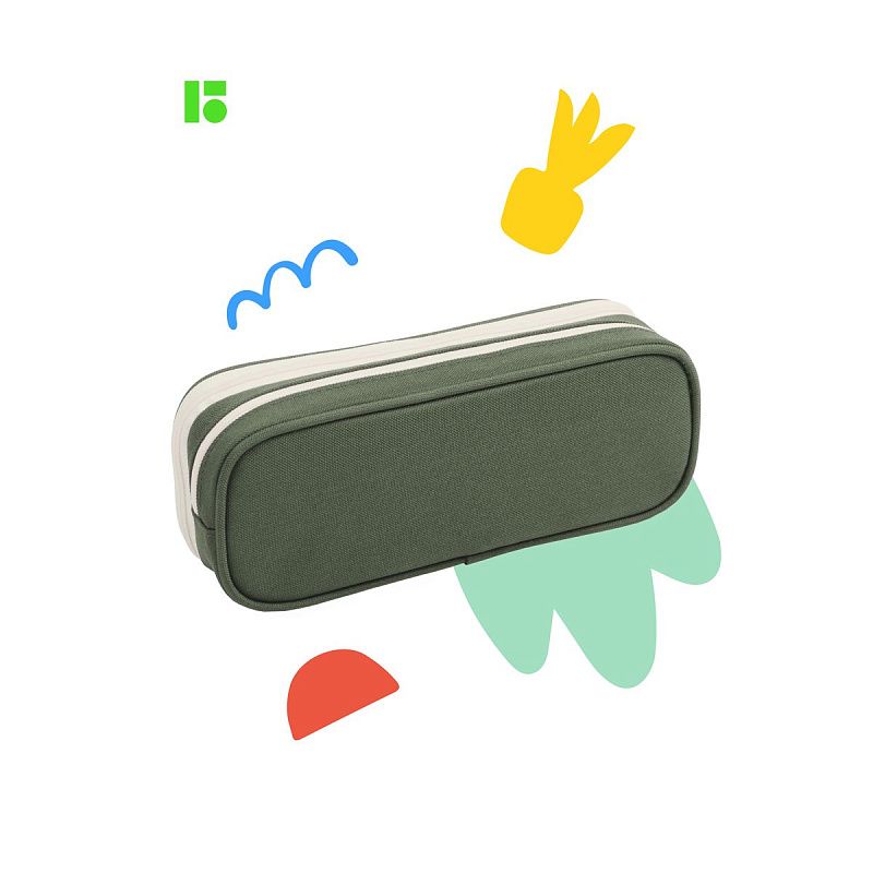 Пенал мягкий 2 отделения, 1 карман, 220*80*50 Berlingo "Classic military", полиэстер, внутренний органайзер 