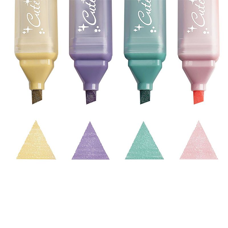 Набор текстовыделителей MESHU "Shiny", 04цв., пастельные цвета c глиттером, 1-5 мм, ПВХ бокс, европодвес 